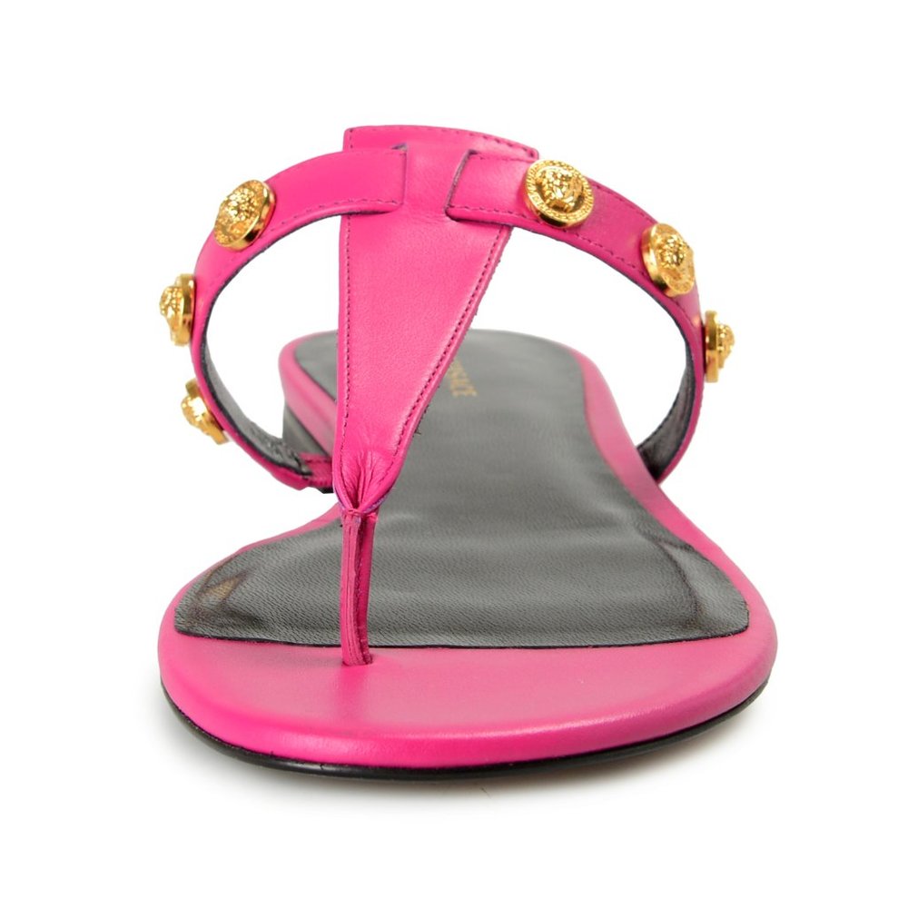 Versace Women's Orchid Metal Medusa Studs Sandals Flip Flop Shoes - Picture 5 of 8